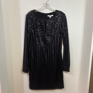 Piperlime Black Sequin Long Sleeve Dress